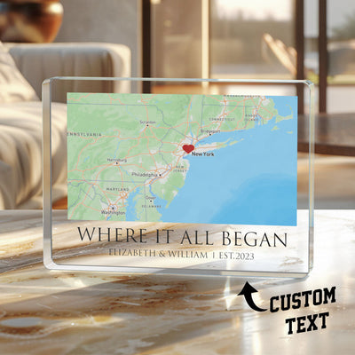 Where It All Began - Personalized Map Rectangle Shaped Acrylic Plaque Custom Text Home Decoration Gift For Couple Anniversary Gift - photomoonlampuk