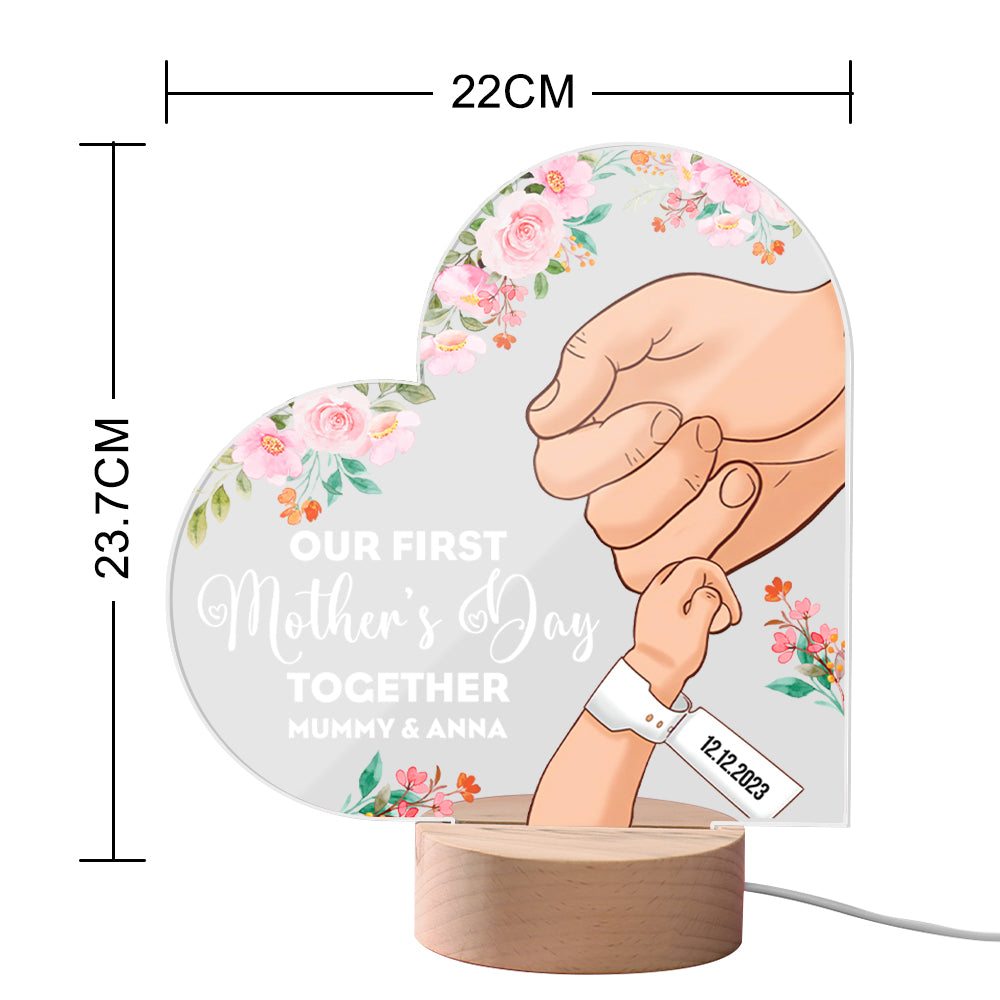 Custom Night Lamp Personalized Acrylic LED Night Light Mom and Baby Holding Hands Mother's Day Gifts