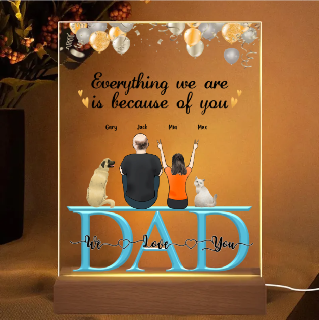 Gifts for Dad Personalized Acrylic Plaque Father's Day Gifts Back View Lamp