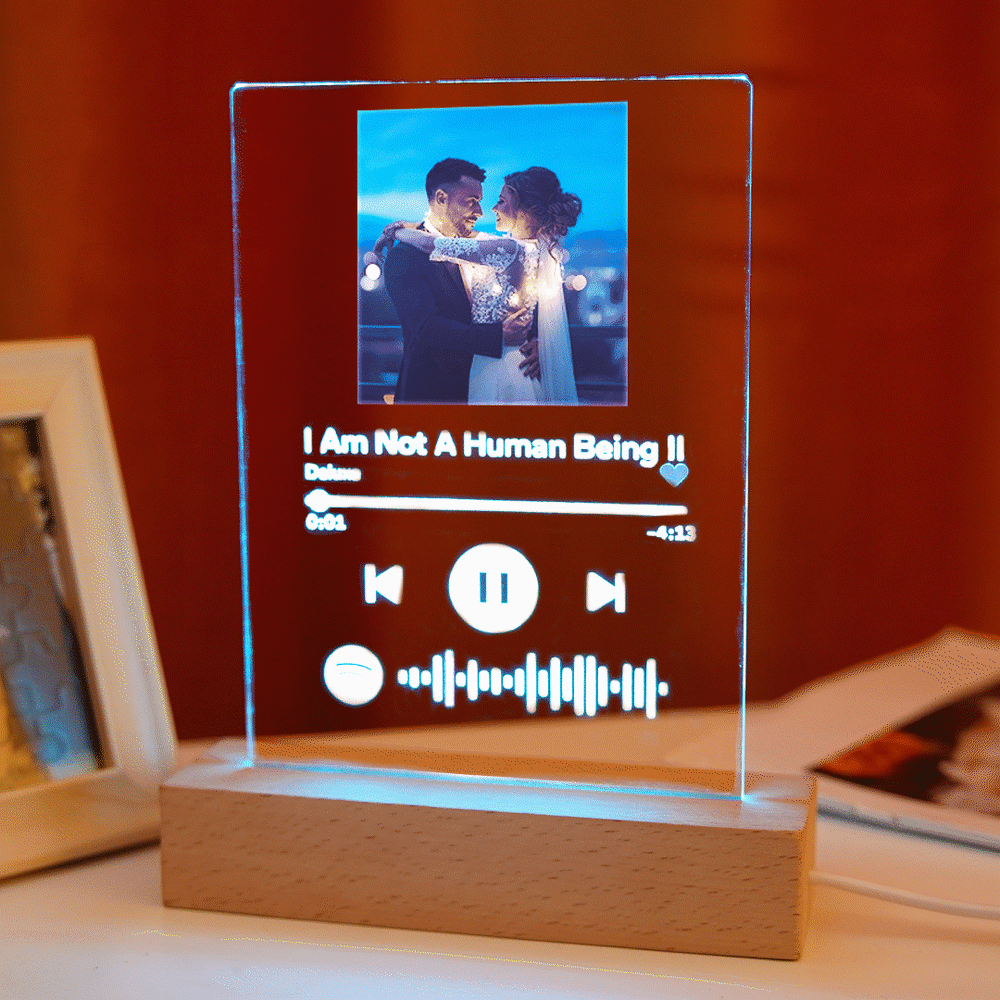 Spotify Acrylic Glass Gift for Father - Personalised Spotify Code Music Plaque Night Light(5.9in x 7.7in)