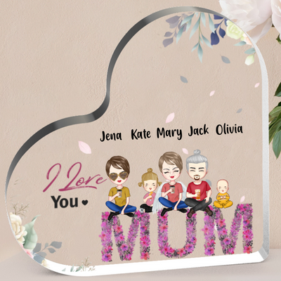 Heart Personalized Acrylic Plaque Love Gifts for Mum