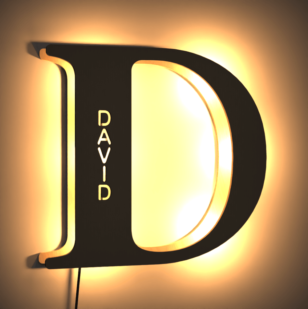 Personalised Night Lamp Letter Alphabet Wall Wooden Night Light Bedroom Decor Light Corridor Light