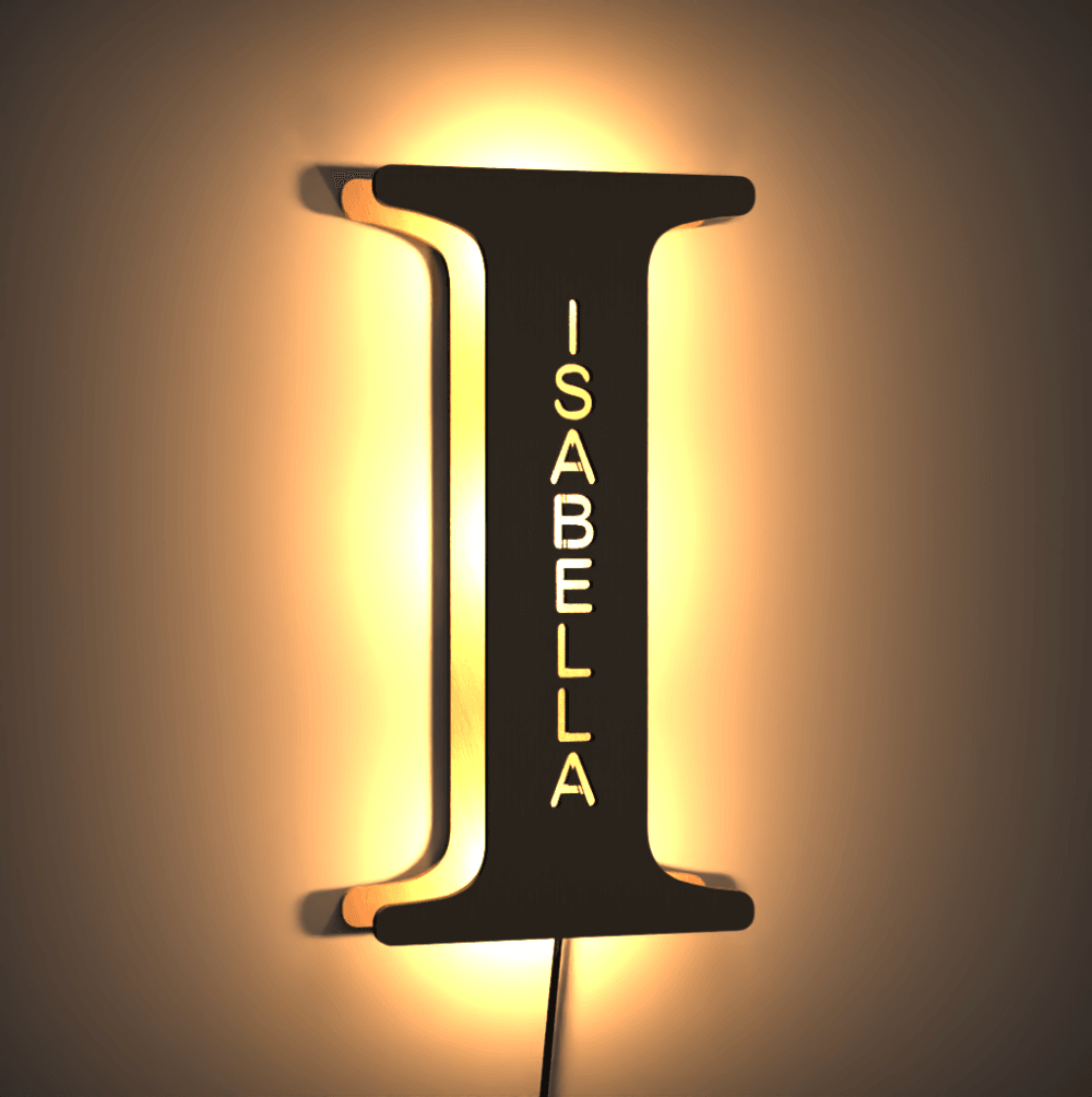 Custom Light Up Letter Custom Name Light Night Wall Lamp Alphabet Wooden Lamp Seven Colors