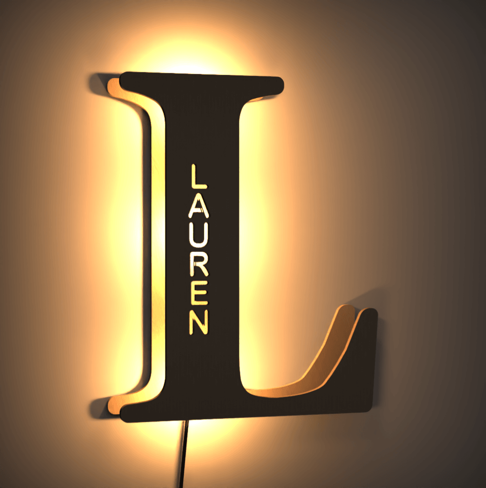 Custom Name Sign Custom Wooden Night Light Letter Lamp Wall Decor Name Light Living Room
