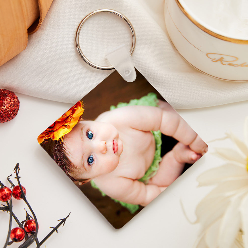 Custom Square Shape Double-sided Photo Keyring Personalised Small Business Gift