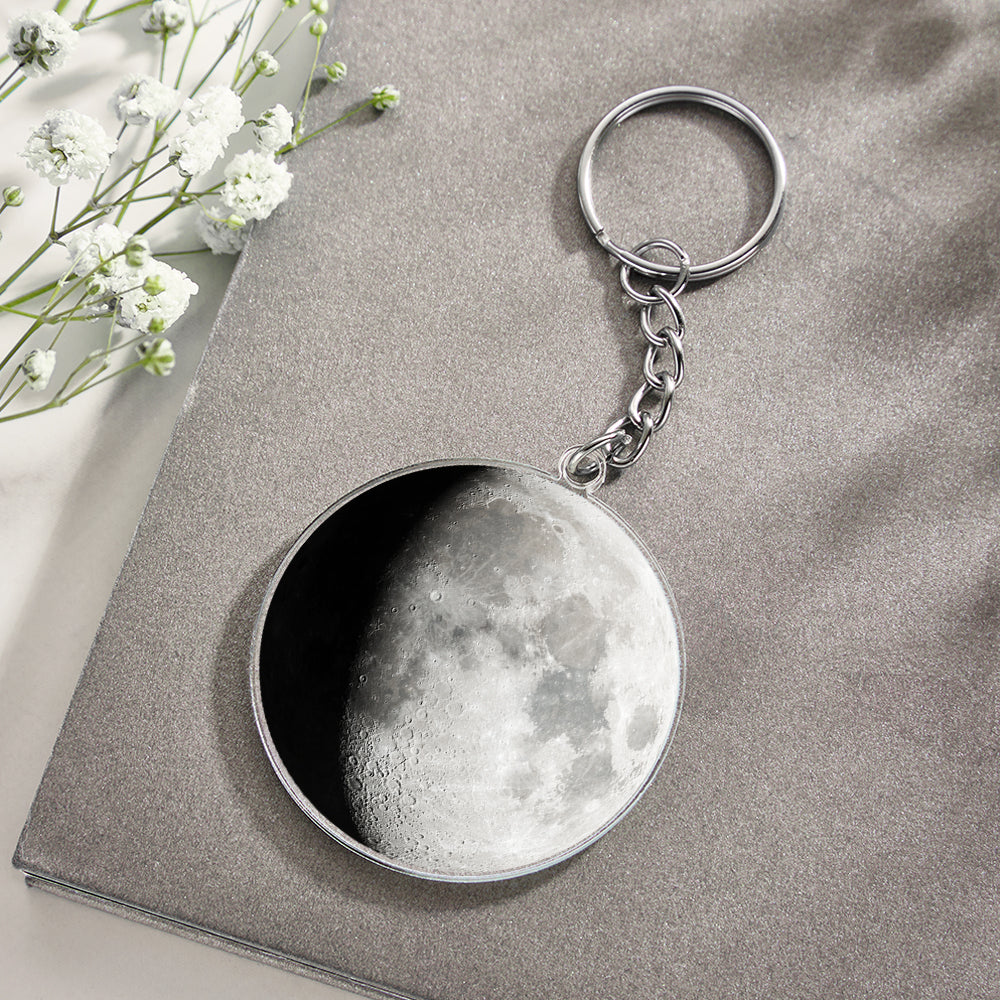 Custom Moon Phase Keychain Personalized Anniversary Gift for Him Birthday Gift for Man