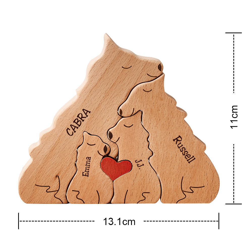 Custom Names Wooden Wolf Family Puzzle Home Decor Christmas Gifts