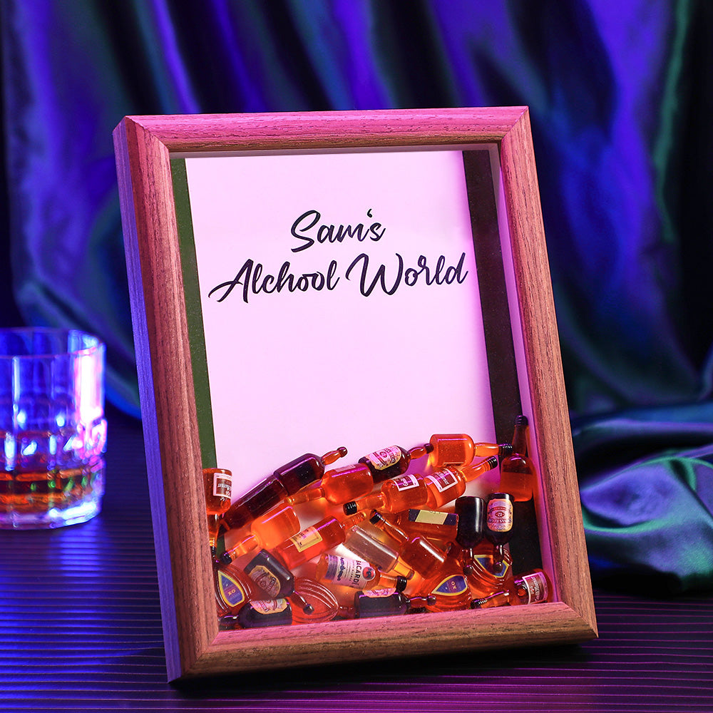 Custom Text Hollow Frame With Wine Bottles Inside Creative Gifts For Men