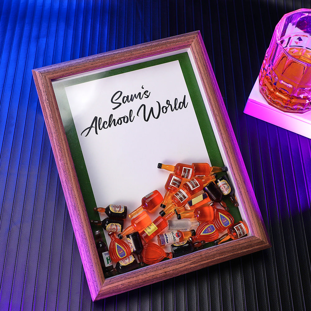 Custom Text Hollow Frame With Wine Bottles Inside Creative Gifts For Men