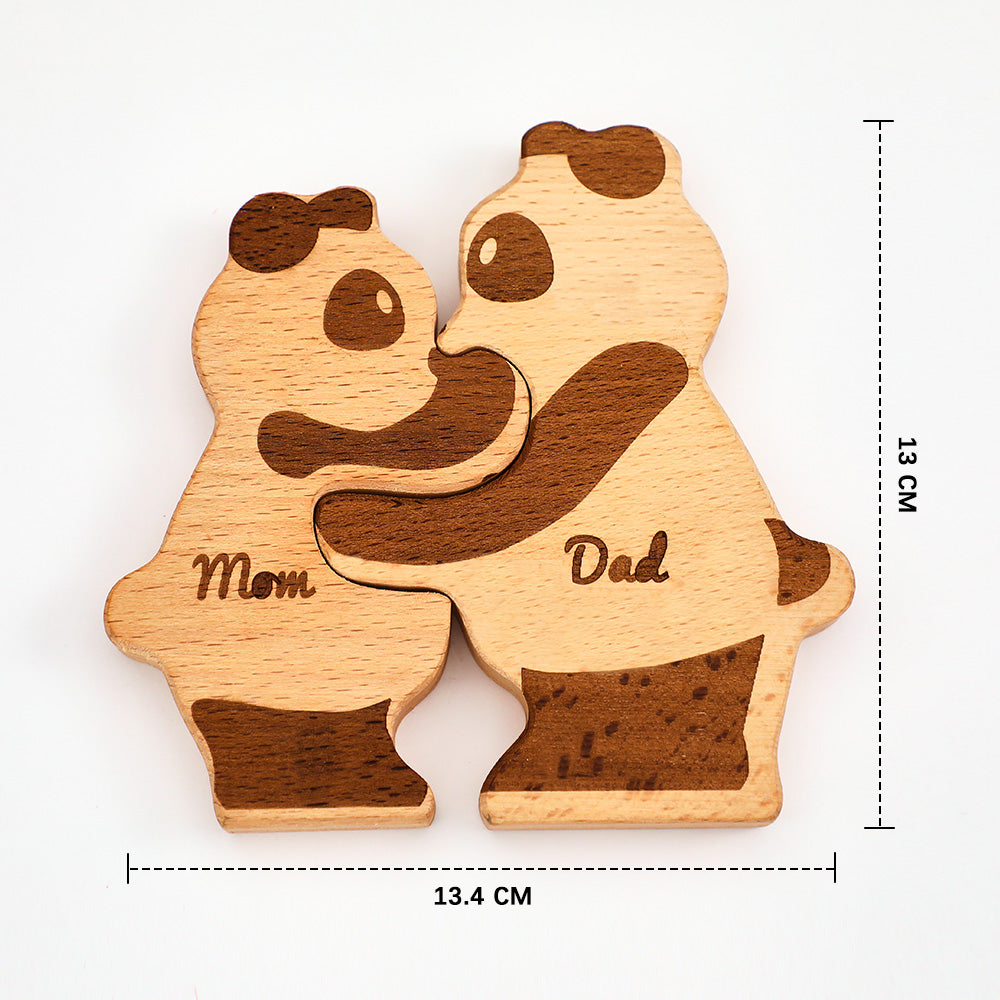 Custom Names Wooden Pandas Family Block Puzzle Home Decor Gifts