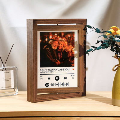 Custom Photo Spotify Rotating Frame Scannable Spotify Code Floating Picture Decor Frame Gifts For Couples - photomoonlampuk