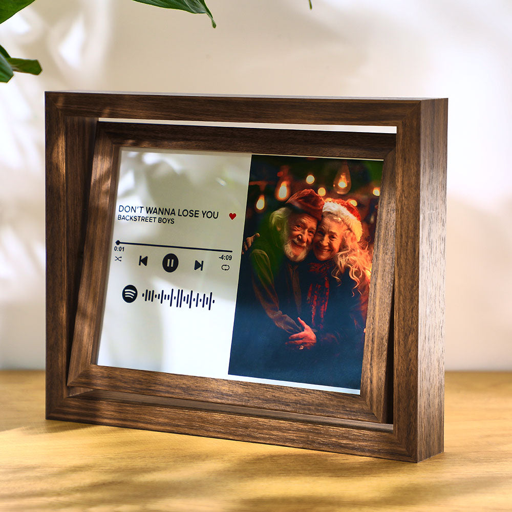 Scannable Spotify Code Photo Rotating Frame Personalized Spotify Floating Picture Decor Frame Gifts For Couples