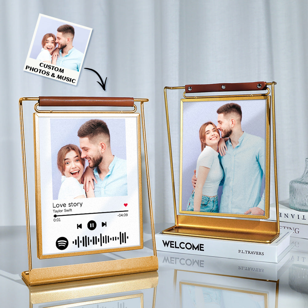 Scannable Spotify Code Photo Frame Personalized Double-Sided Display Stand Gifts For Lovers