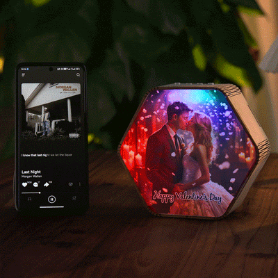 Personalized Photo Bluetooth Coloful Night Light With Custom Text Gifts For Her - photomoonlampuk