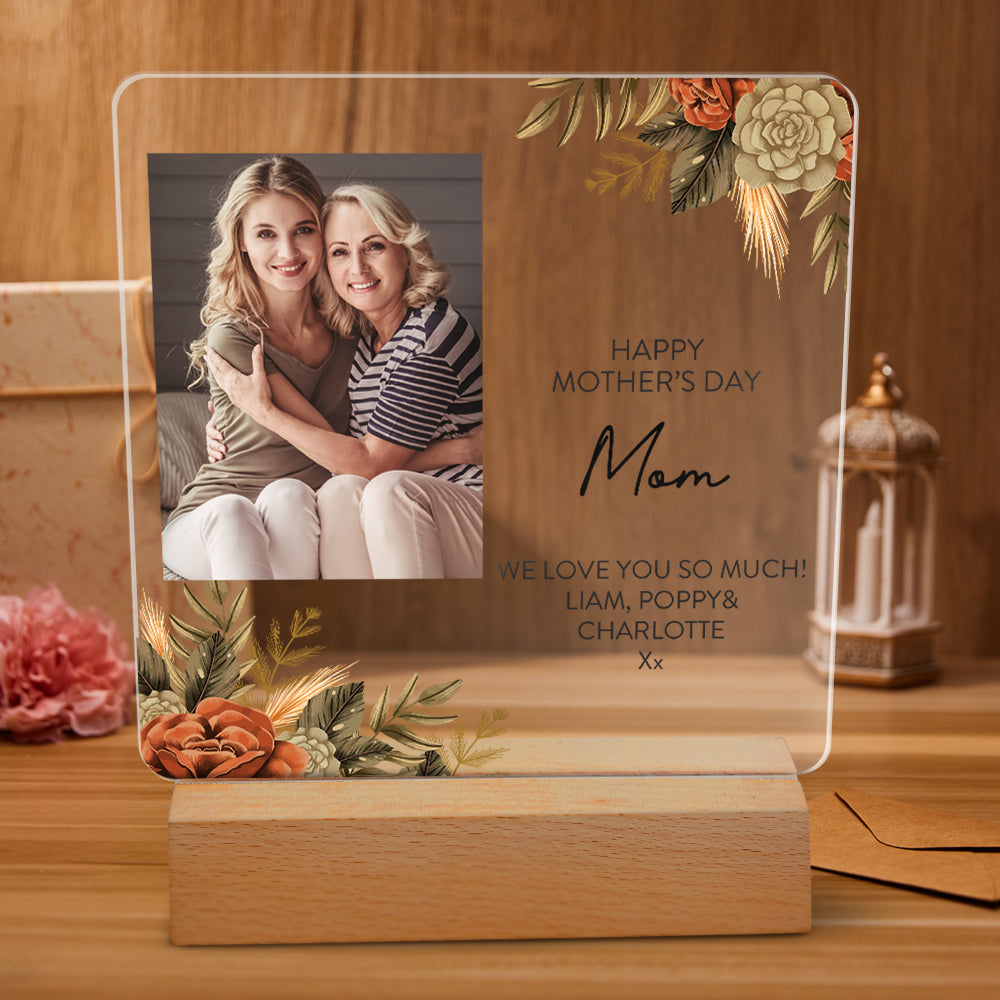 Custom Acrylic Flower Plaque Mother's Day Gift Personalised Photo Home Decor