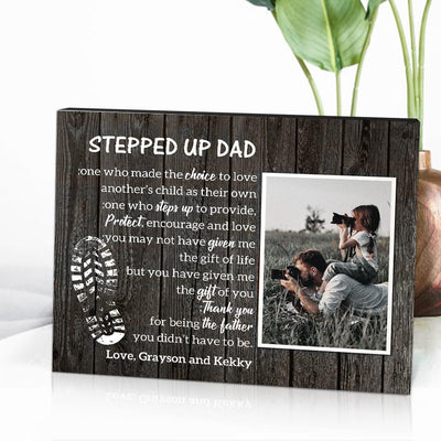 Custom Desktop Picture Frame Personalised Stepped Up Dad Father's Day Gift for Dad - photomoonlampuk