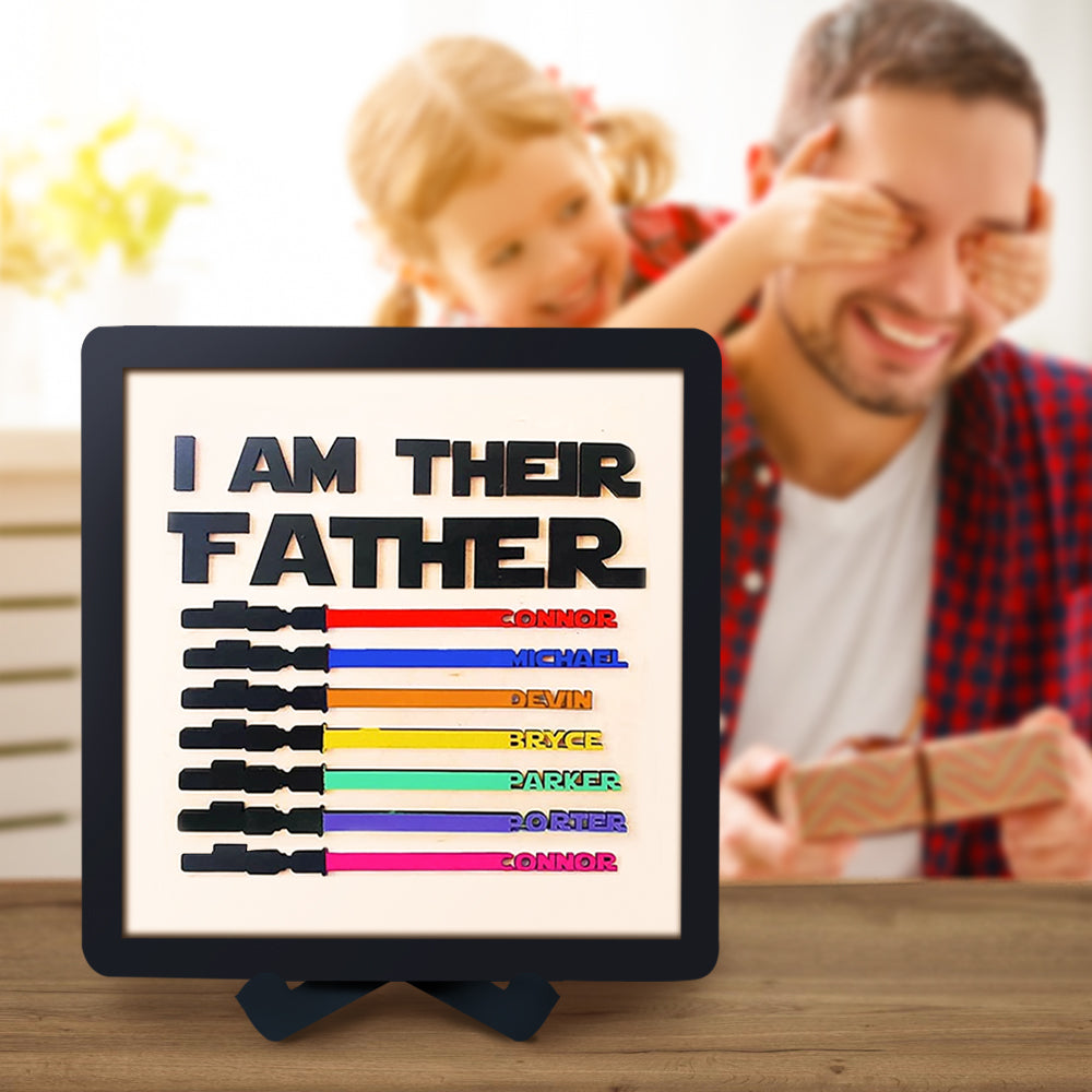 Gift for Father Personalized Light Saber I Am Their Father Wooden Sign