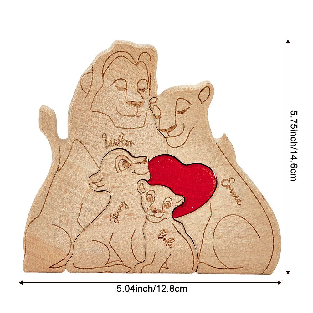 Personalized Wooden Lion Puzzle Custom Lion Family Names Puzzle Home Decor Gifts