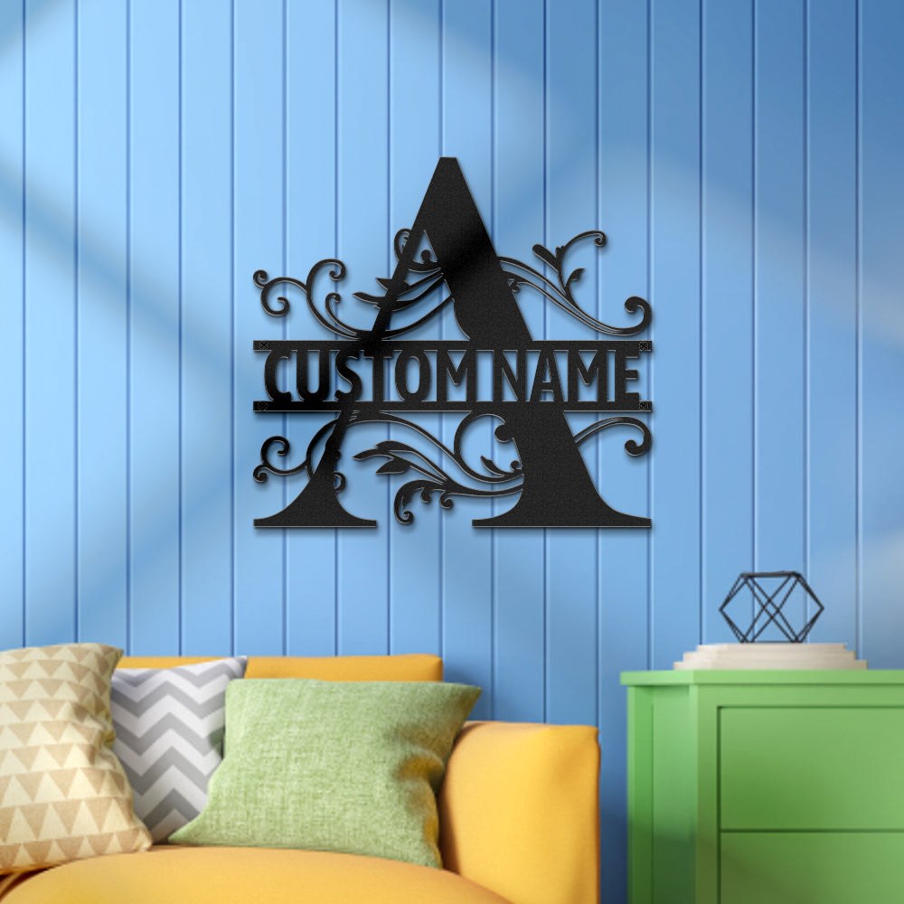 Custom Monogram Name Signs Metal Wall Art LED Lights Home Decor Gift