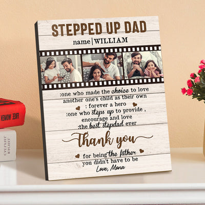 Personalized Desktop Picture Frame Custom Stepped Up Dad Film Sign Father's Day Gift - photomoonlampuk