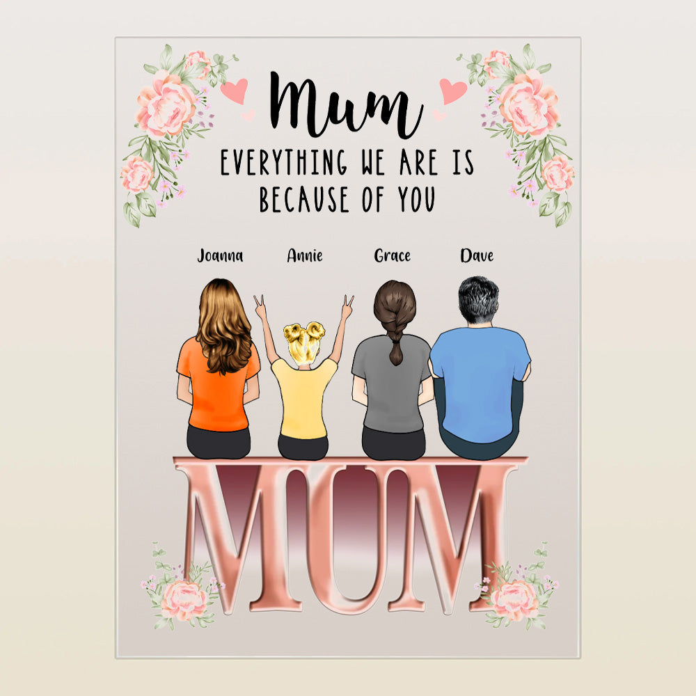 Gifts for Mum Personalized Acrylic Plaque Lamp Family Together