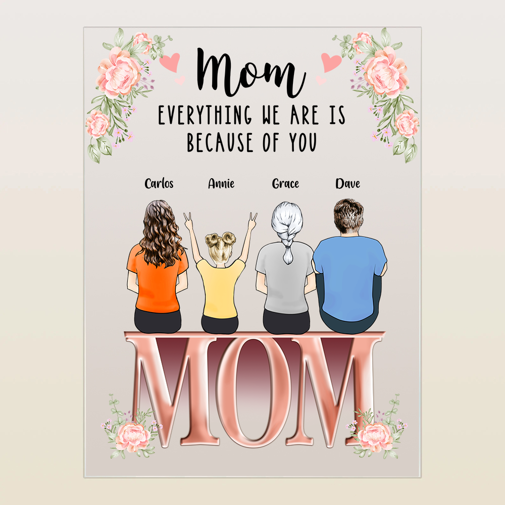 Gifts for Mum Personalized Acrylic Plaque Lamp Family Together