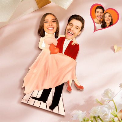 Personalized Plaque Carry Your Love Caricature Couple Custom Face MiniMe Decor Gift for Lover - photomoonlampuk