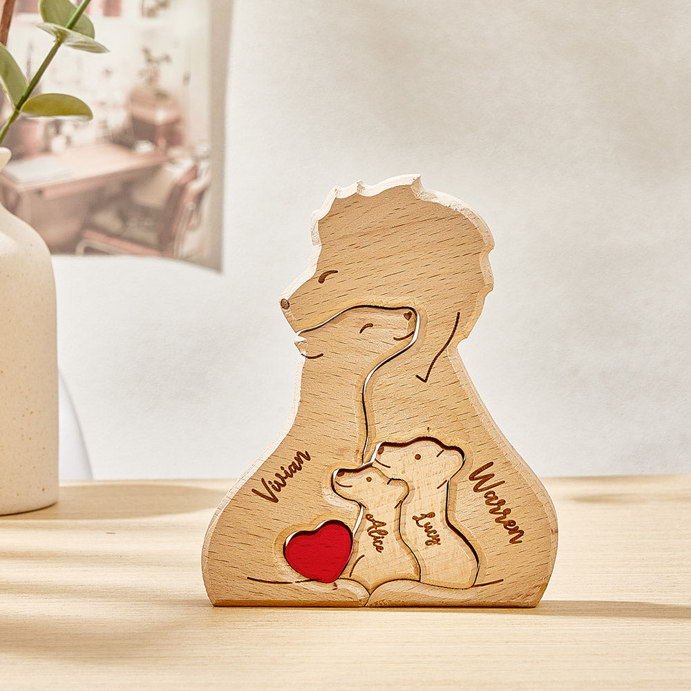 Personalized Wooden Lions Custom Family Member Names Puzzle Home Decor Gifts