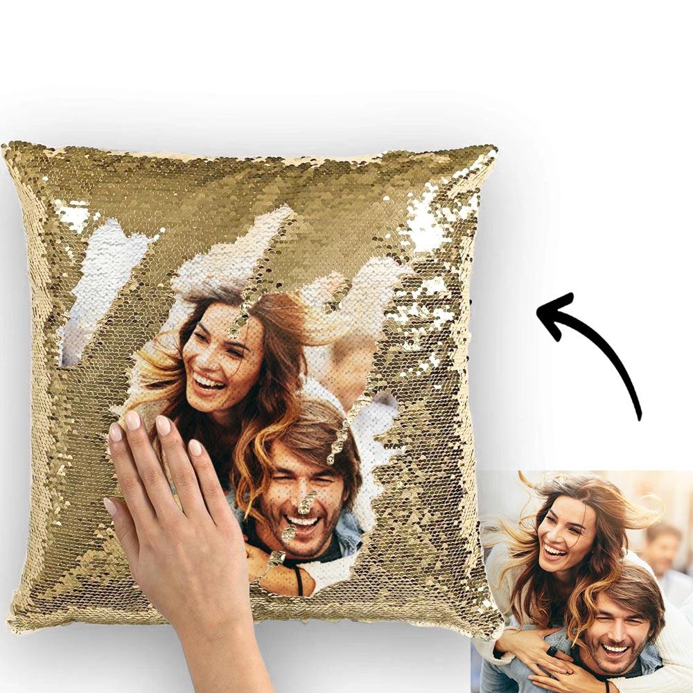 Custom Photo Magic Sequins Pillow - Red - 15.75in x15.75in