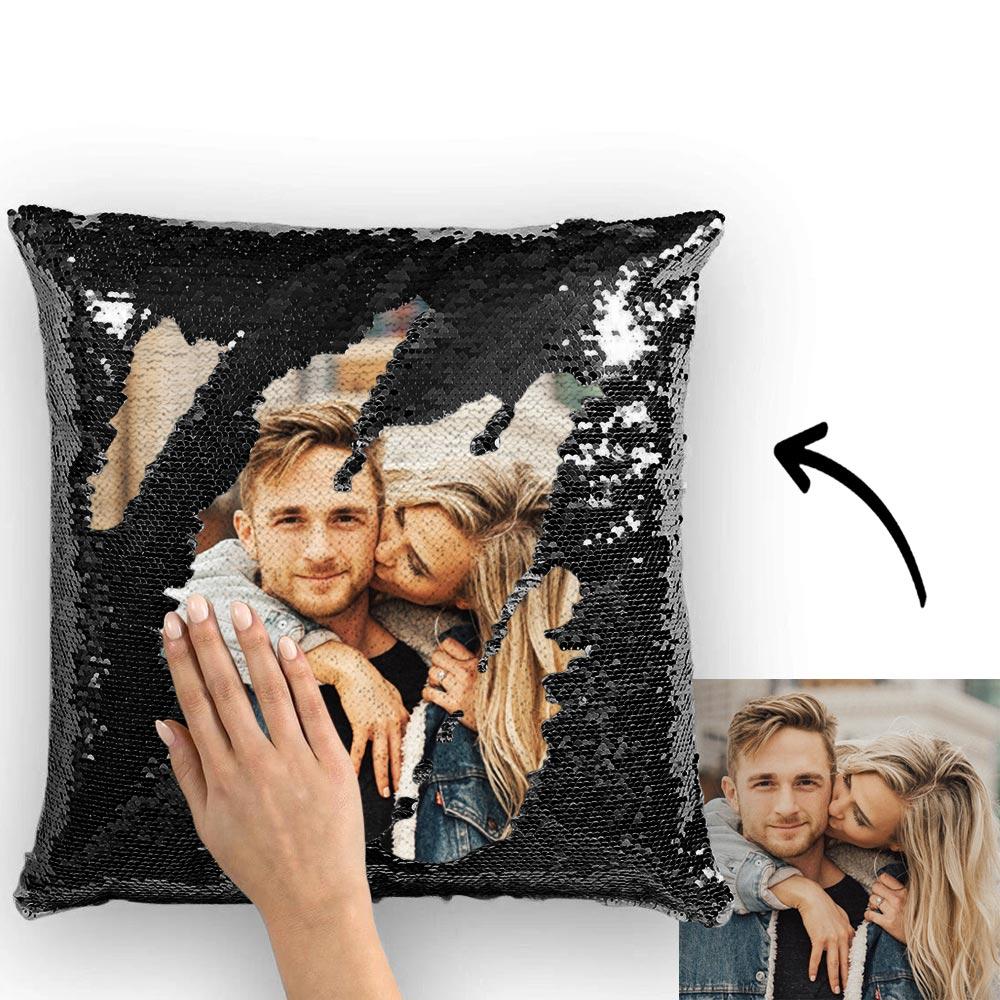 Custom Photo Magic Sequins Pillow - White - 15.75in x15.75in