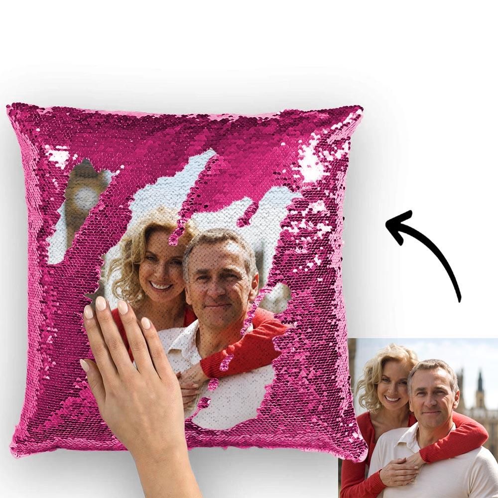 Custom Photo Magic Sequins Pillow - Purple - 15.75in x15.75in
