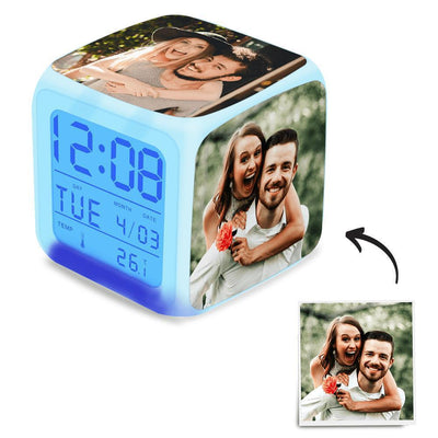 Personalised Photo Alarm Clock Gifts Home Decoration Multi Photo Colorful Lights