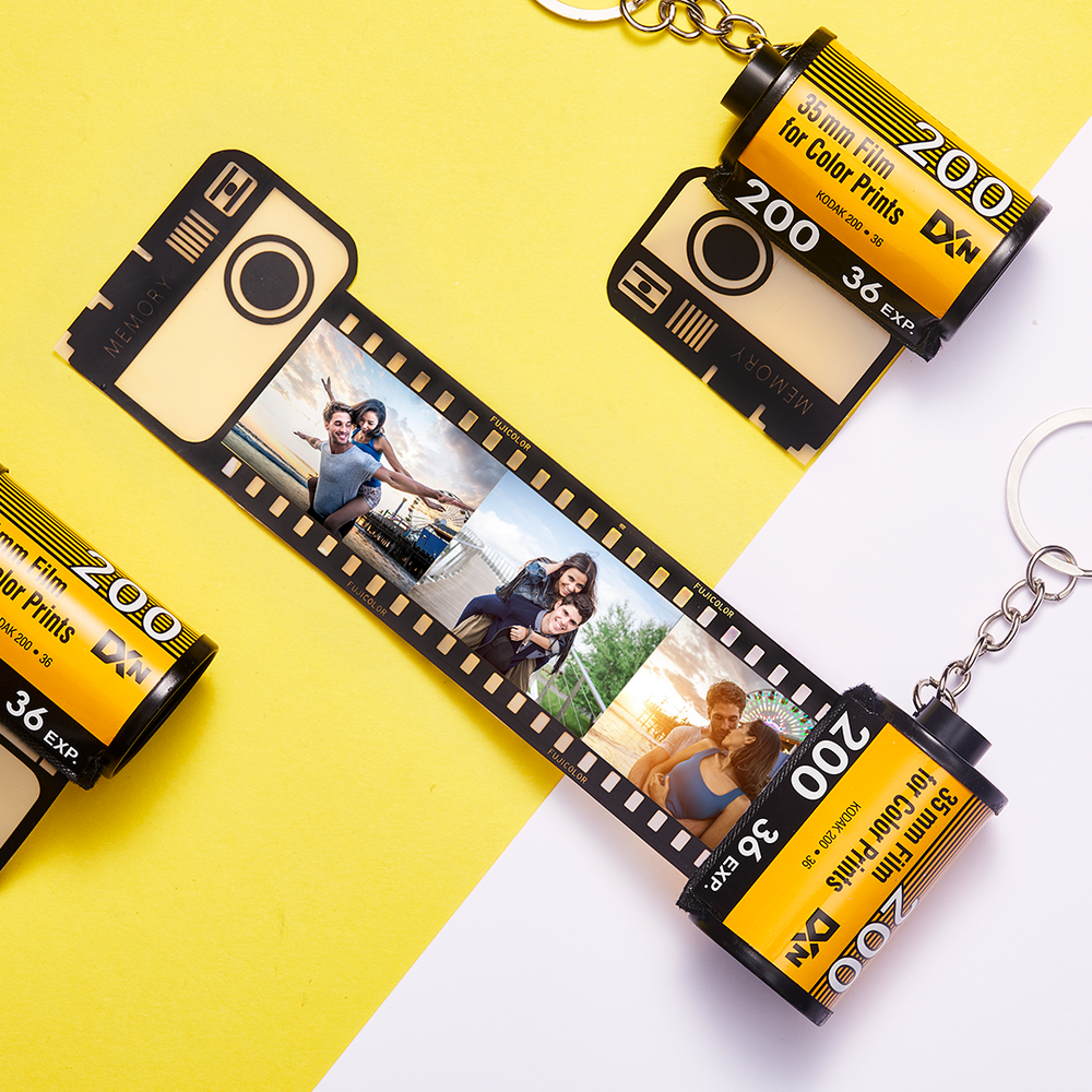Custom Colorful Camera Film Roll Keyring Gift for Wedding Romantic Customized Gifts