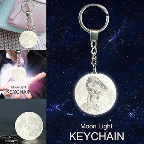 Mother's Day Gift Custom Color Photo Keychain 3D Printed Moon Lamp For Mom