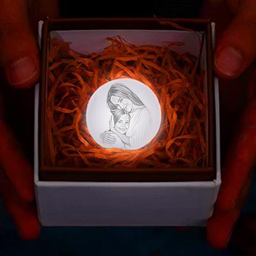 Custom Color Photo Keychain 3D Printed Moon Lamp For Mom Sympathy Gift