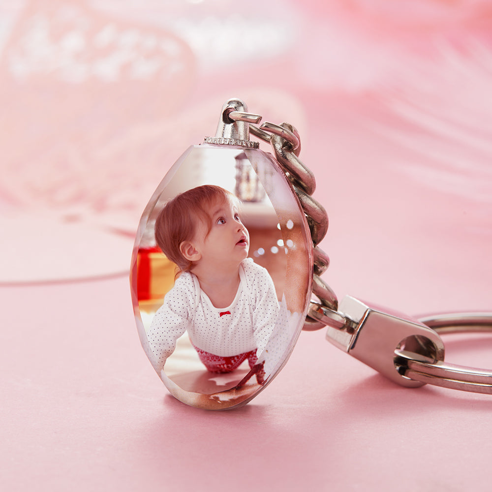 Custom Crystal Photo Keyring - Ellipse For baby