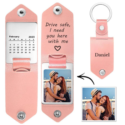Drive Safe Keychain Gifts for Lover Calendar Keychain Photo Gifts - photomoonlampuk