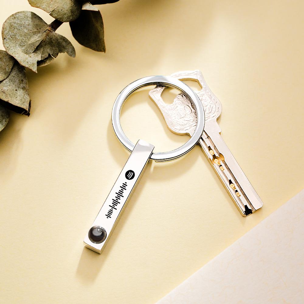 Personalized Photo Projection Keychain Custom Scannable Spotify Code Keychain Memorial Song Gift