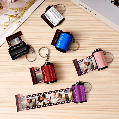 Custom Text Colorful Roll Film Keychain Camera Keychain Meaningful Gifts For Couples - photomoonlampuk