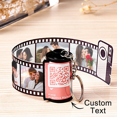 Scannable QR Code Colorful Shell Film Roll Keychain With Your Photo Camera Keychain Valentine's Day Gift - photomoonlampuk