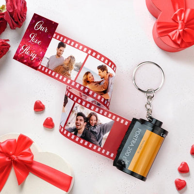 Love Story Photo Camera Keychain Love Pocket Film Roll Keychain Valentine's Day Gifts For Couples - photomoonlampuk
