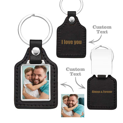 Custom Leather Photo Keychain Drive Safe Keychain Gift for Dad Anniversary Birthday Gift Father's Day Gift - photomoonlampuk