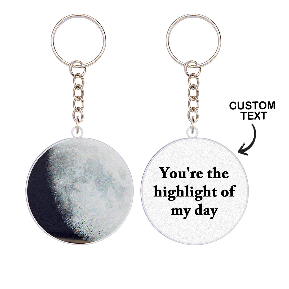 Custom Moon Phase Keychain Personalized Anniversary Gift for Him Birthday Gift for Man