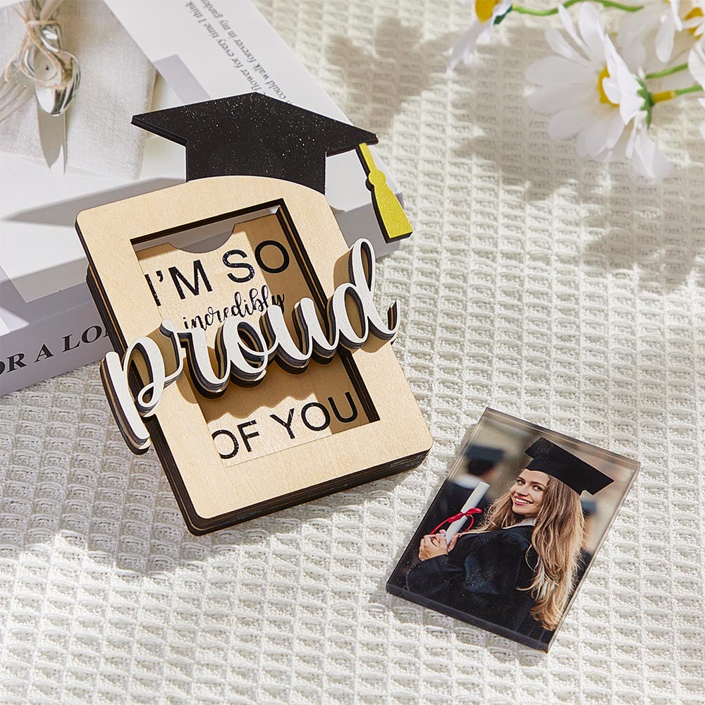 Custom Graduate Photo Card Holder Personalized Wooden Acrylic Picture Commemorative Graduation Gift