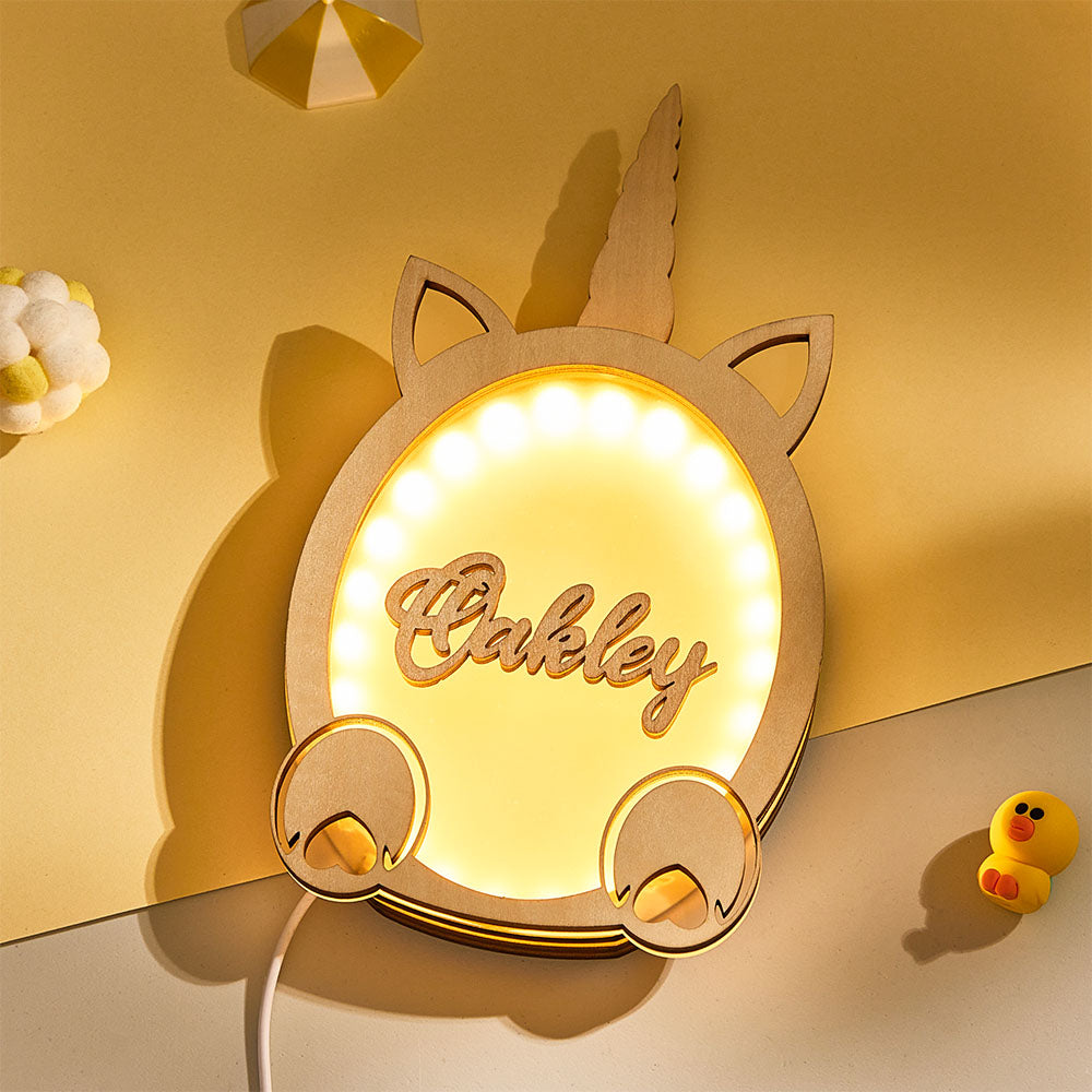 Custom Bunny Unicorn Dino Engraved Light Night Cartoon Movable Home Gifts