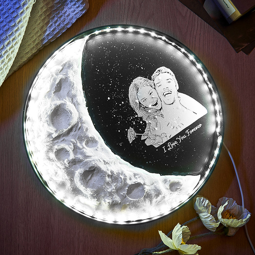 Personalized Photo Moon Lamp With Text DIY Clay Color Paint Night Light For Couples