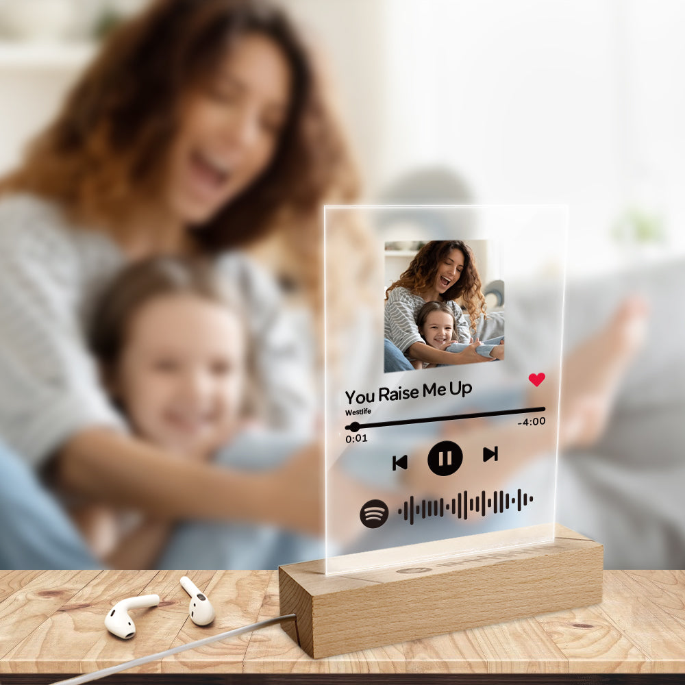 Spotify Acrylic Glass Gift for Father - Personalised Spotify Code Music Plaque Night Light(5.9in x 7.7in)