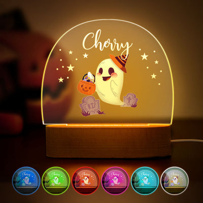 Personalized Halloween Night Light For Baby Custom Name Baby Room Decor Lamp - photomoonlampuk
