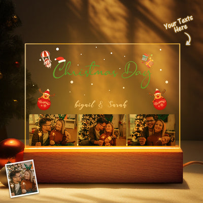 Christmas Day Personalized Photo Night Light Custom Name Couple Gifts - photomoonlampuk