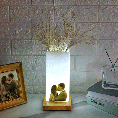 Custom Photo Vase Night Light Personalized Elegant Lamp Valentine's Day Gifts - photomoonlampuk